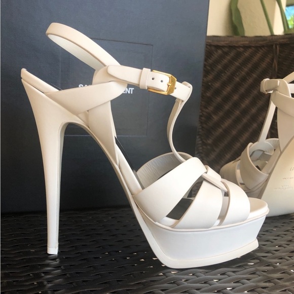 YSL SAINT LAURENT White Tribute Platform Sandals size 41 ( fits 10- 10,5) - Picture 6 of 16